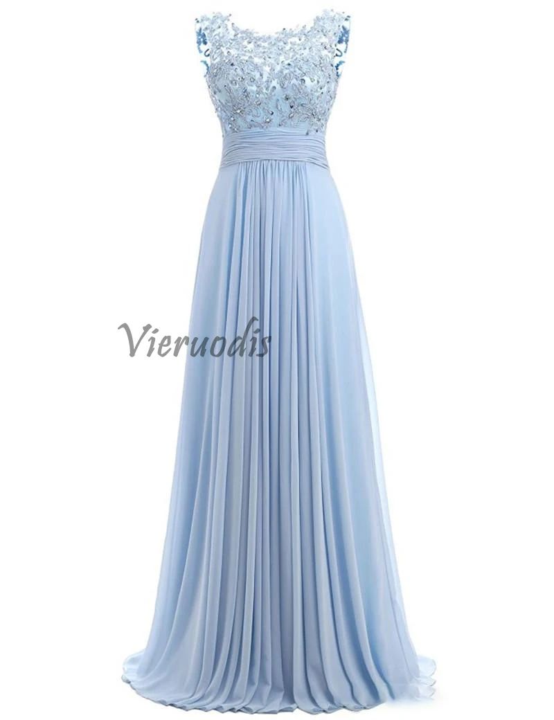 081Blue Prom Dress Cap Sleeve 2017 Robe Ceremonie Femme Long Elegant Evening Dresses Floor Length Party Gowns