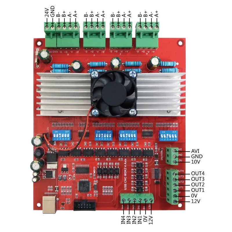 Коммутационная плата MACH3 CNC USB 100 кГц 4 оси интерфейс драйвер motion контроллер драйвер платы с вентилятором