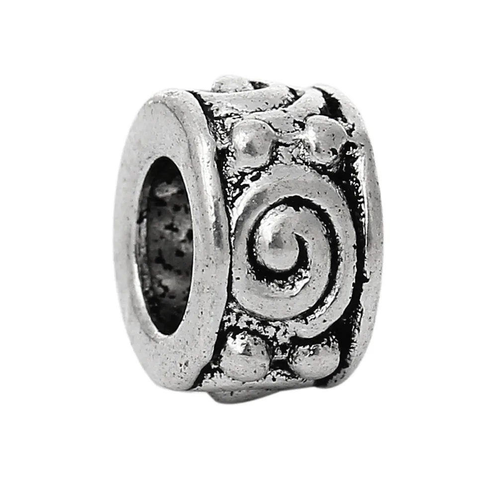 

Doreen Box 50PCs Antique Silver Swirl Eye Tube Spacers Beads Fit European Charm 8x5mm (B02815)
