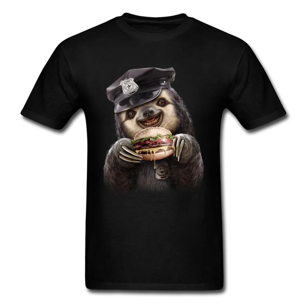 BURGER COP Summer/Autumn All Cotton O-Neck Tees Short Sleeve Crazy Tee-Shirt Funny Summer T-shirts Drop Shipping BURGER COP black