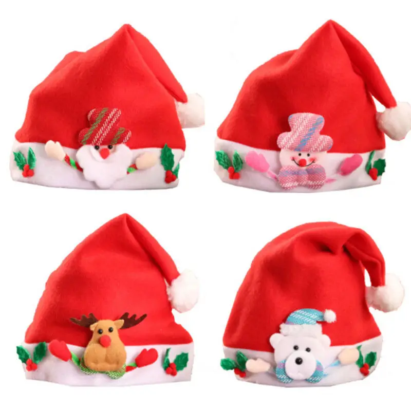 

Kids 4 Styles Cute 1PC Xmas Hat Toddler Christmas Hat Wrap Holiday Decor Festival Gifts Cartoon 2-8T
