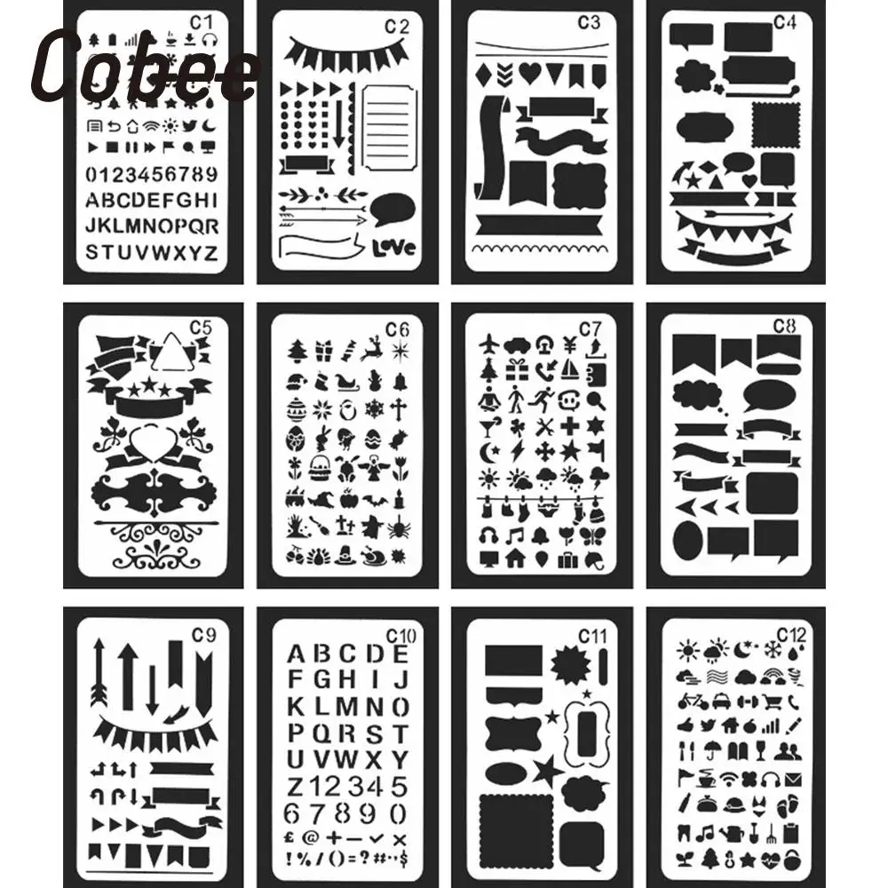 

Stencils Scrapbooking Stamp Paper Card Templates 12pcs/Pack Parent-Child Activity Student Multi Style