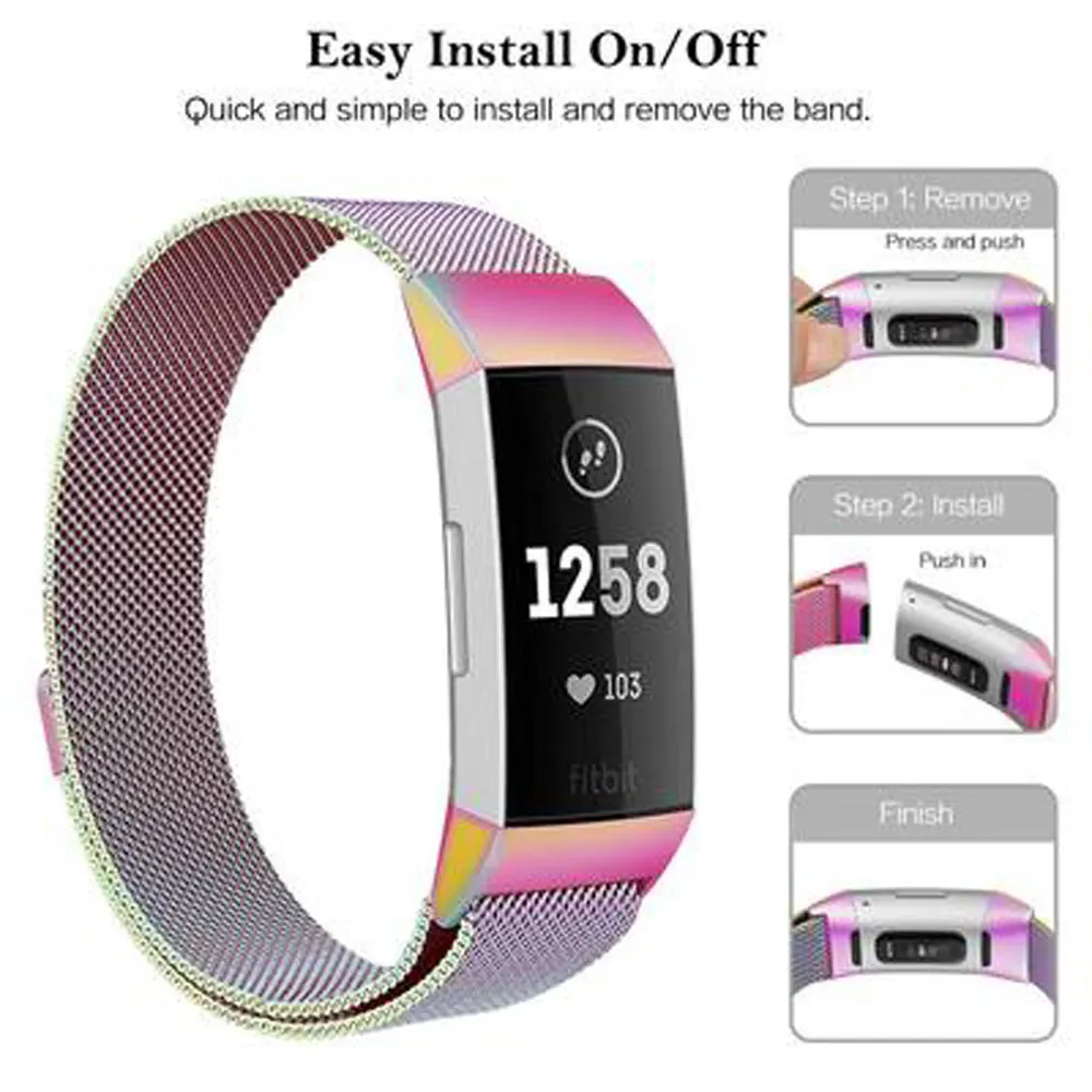 

Milanese loop For Fitbit charge 3 strap band fitness replacement belt stainless steel bracelet for Fitbit charge 3 watchband