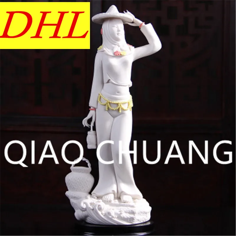 

European Style Huian's Women Figures Statue Ceramics Purely Manual Art Craft Living Room Furnishing Articles G1236