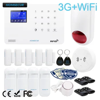 

HOMSECUR Wireless LCD 3G WIFI Burglar Intruder Alarm System With Smoke Detector LA02-3G