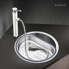 Кухня 304 раковина из нержавеющей стали круглый бар балкон чайная комната круглая раковина с одним слотом маленький умывальник LU4277