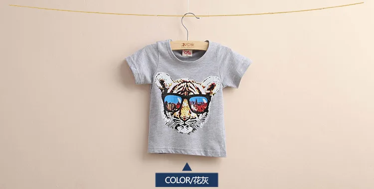 2018 Summer Male Female Baby Child Boy Tiger Animal T-Shirt Short-Sleeve Top  (2)