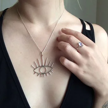 New Hot Brief Style Alloy Bright Eye Statement Choker Necklace Women 2018 Gold Silver Pendant Short Necklace Femme Bijoux