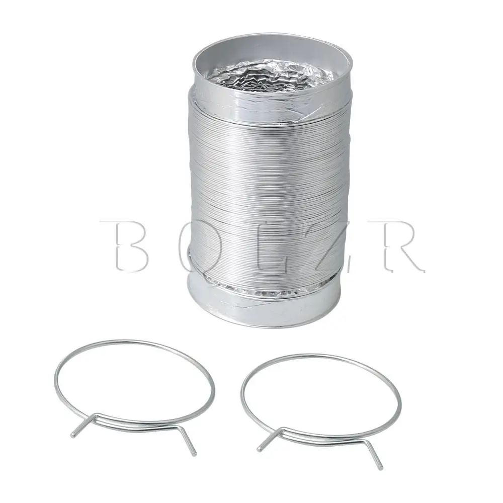 

BQLZR 16.9CM Length 10.6CM Width Silver Flexible Clothes Dryer Transition Duct Aluminum with 2 Clamps for Gas Dryers