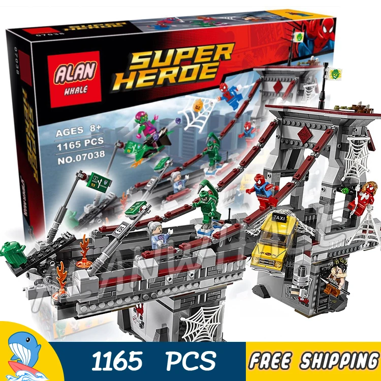 

1165pcs Super Heroes Spider-Man Web Warriors Ultimate Bridge 07038 DIY Figure Building Kit Blocks Toy Compatible With LegoING