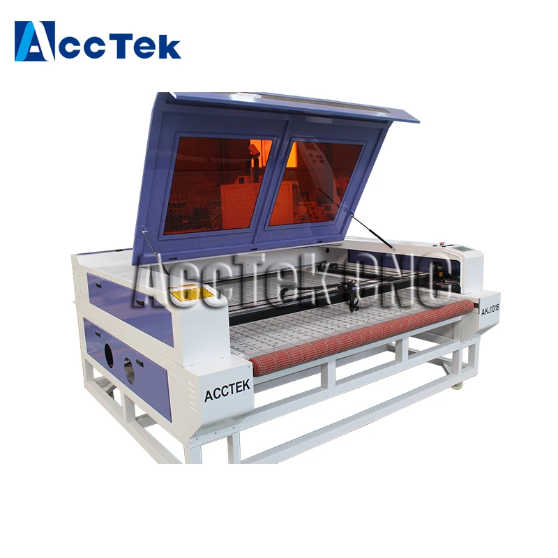 Цзинань AccTek AKJ1318 Автоматическая Кормление лазерной резка машины специально для лазерной резки тканевая бумага