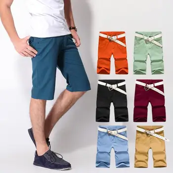 

Summer New Men's Casual Knee Length Men's Slim Straight Cotton shorts Beach Shorts Joggers Trousers Multicolor casual