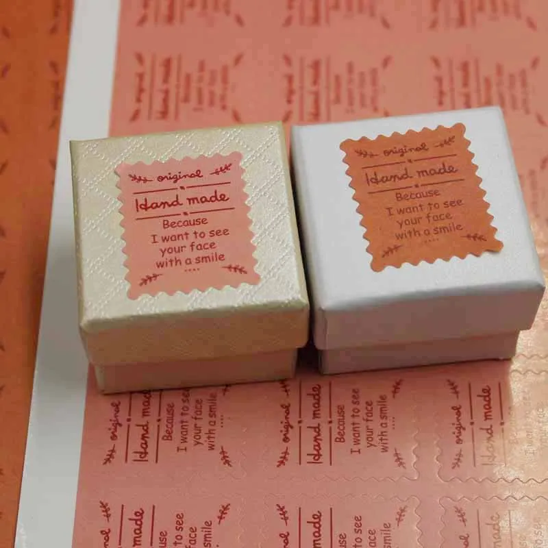 100pcs heart self adhesive labels Vintage kraft handmade with love labels paper self seal thank you labels 3cm size