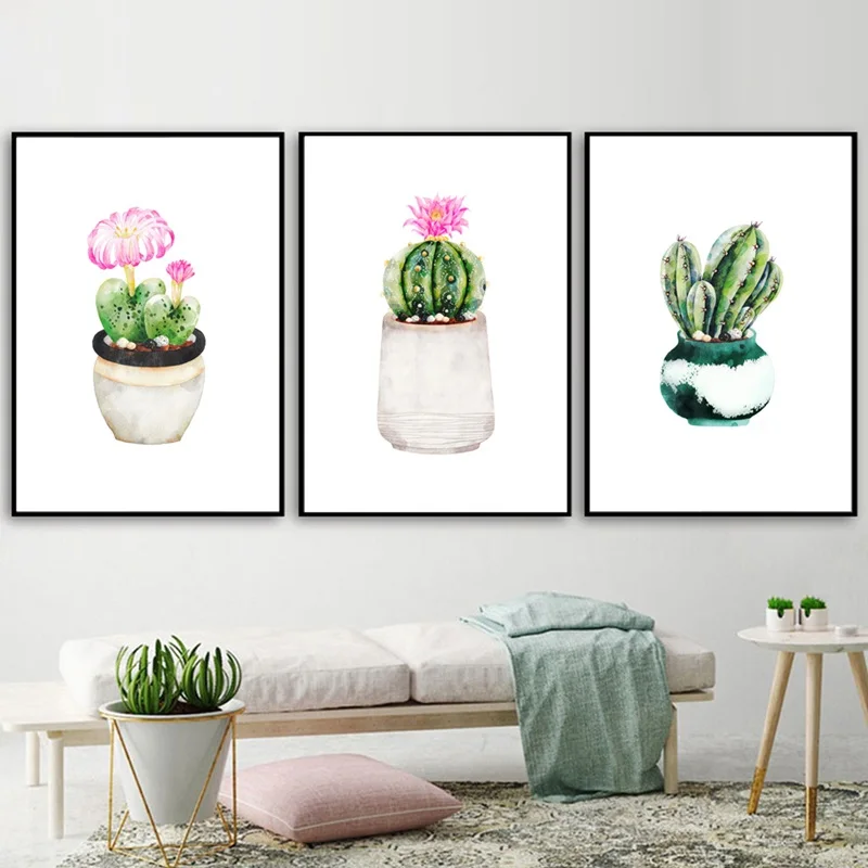 Canvas-Art-Wall-Painting-Watercolor-Small-Pot-Cactus-Pop-Art-Minimalism-Posters-And-Prints-Wall-Pictures (1)