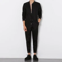 Free delivery 2017 Mens Black Long Sleeved Jumpsuit Male Elegant Cool Overalls Summer Hip-Hop Rompers Harem Bib Pants 041605