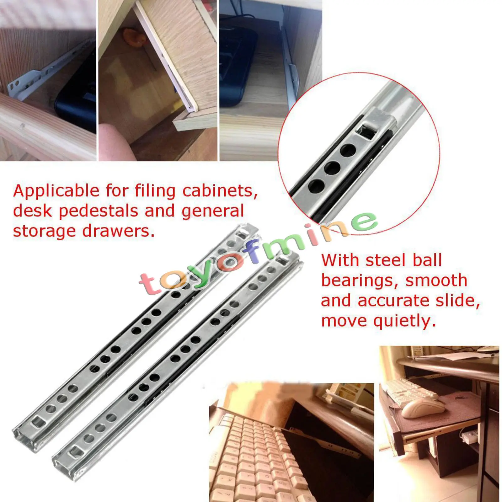 

11inches Heavy Runners Ball Bearing Drawer Slides Rail Telescopic Metal Duty