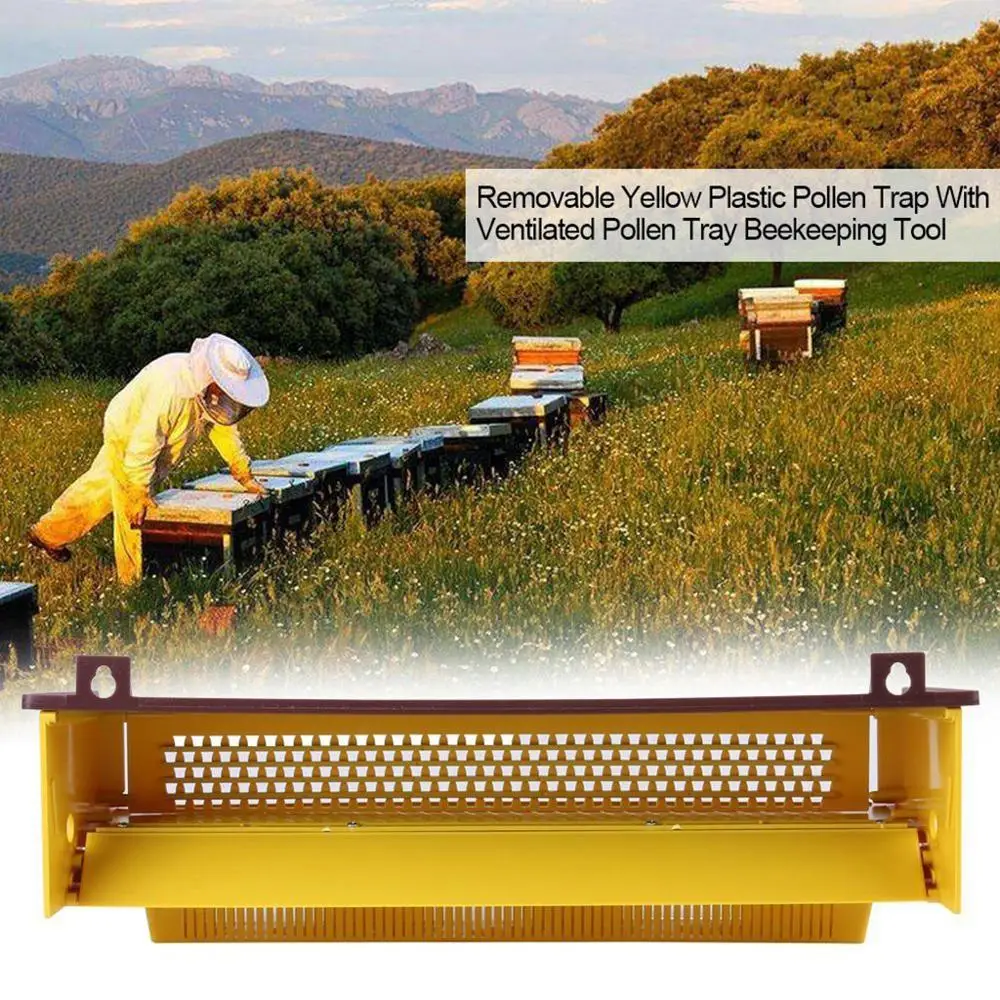 Пчеловодство оборудование пластик ловушка для пыльцы желтый со съемными вентилируемые лоток для пыльцы пыльца коллектор поставки #4A23