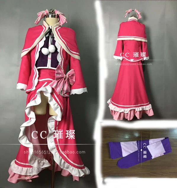 

Re:Life in a Different World from Zero Re:Zero kara Hajimeru Isekai Seikatsu Beatrice Cosplay Costum red costume with socks
