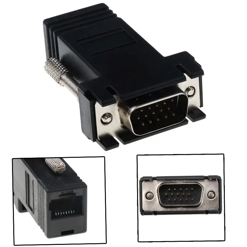 RJ45 к VGA расширитель адаптер 15pin гнездо LAN CAT5 CAT6 сетевой Ethernet кабель Женский HDTV