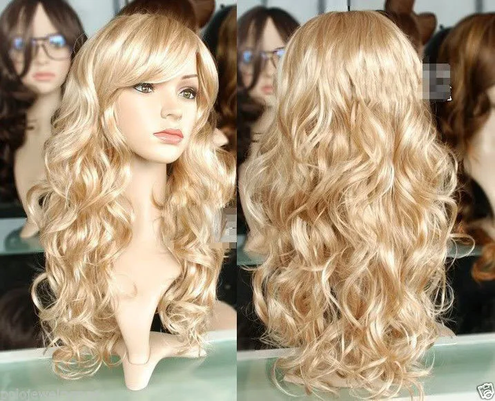 

Harajuku Cosplay Wig Party Women Sexy Long Curly Costume Synthetic Hair Ladies Blonde Wigs Female Peruca Pelucas