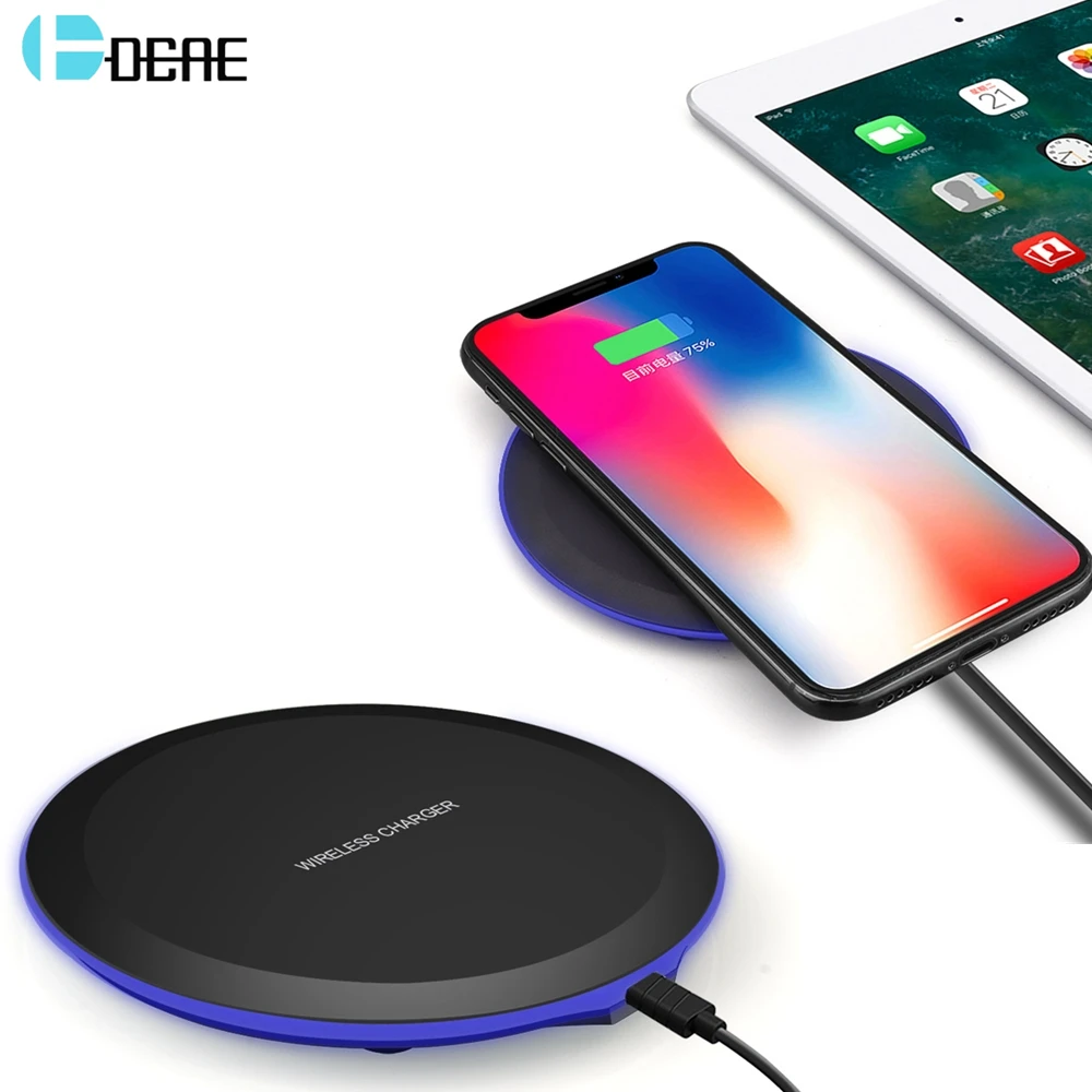 

DCAE Qi Wireless Charger for iPhone X 8 Plus XS MAX XR Wireless Charging Pad for Samsung Galaxy S8 S9 S7 Note 9 8 Xiaomi Mix 2s