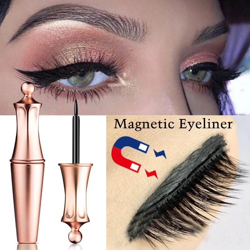 

1Pcs Magnetic Liquid Eyeliner Waterproof Smooth Eye Liner Gold Bottle Makeup Cosmetic Easy To Wear Quick Dry Liquid Eyeliner