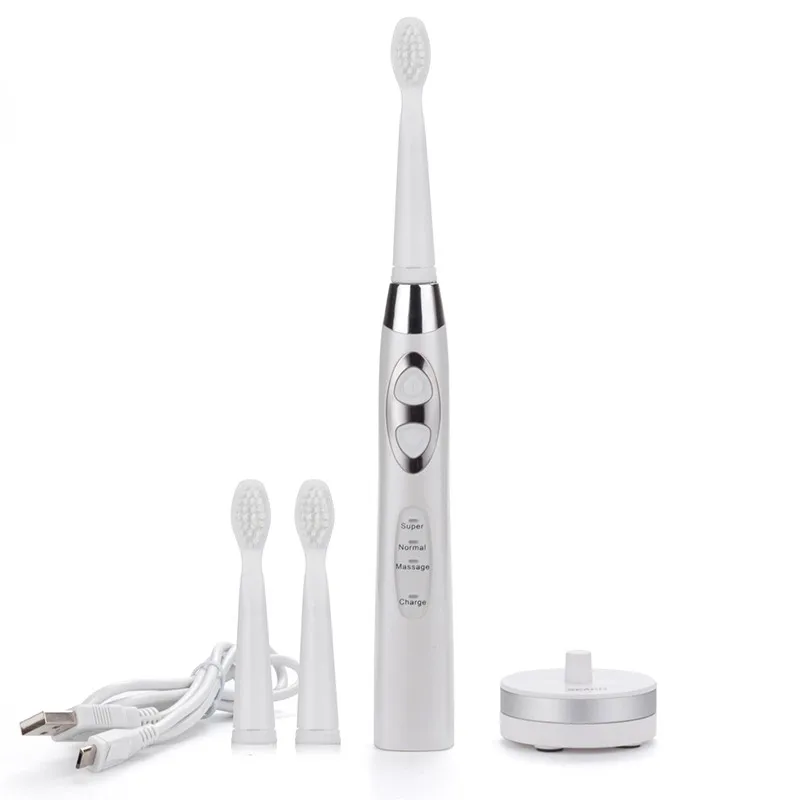 Звуковая электрическая зубная щетка для взрослых с 2 головками держатель