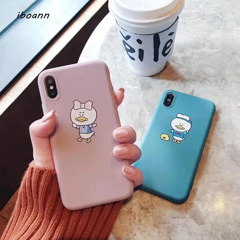 iboann cute candy soft tpu gel pink daisy Donald Duck case for iPhone XR XS max 6 6s 6plus 7 8 Plus X cases phone cover |