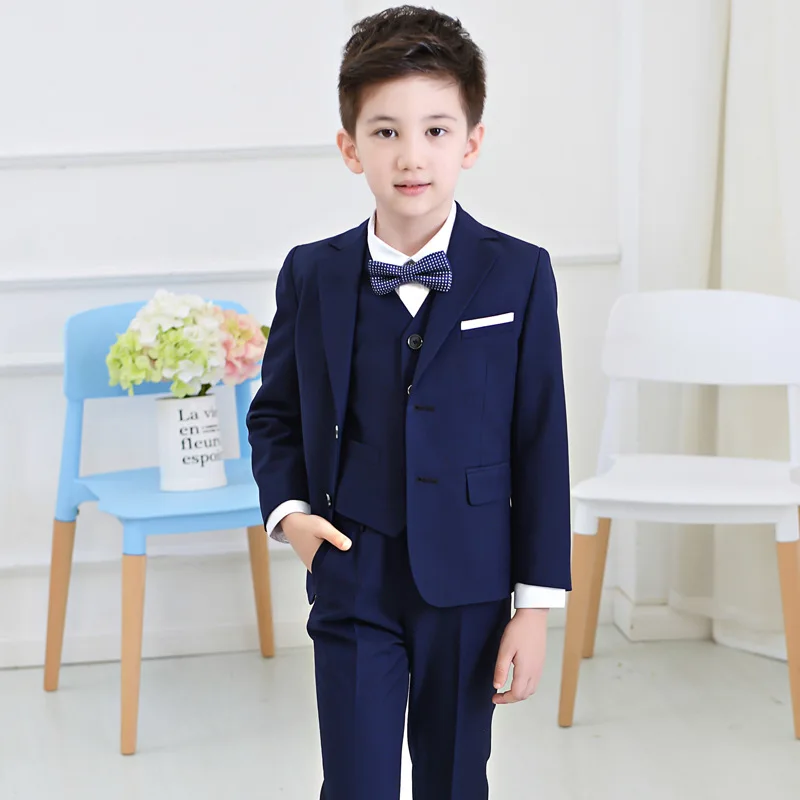 

Boys Blazers Suit Kids Boy Suits for Weddings Jacket+Blouse+Tie+Pants 4 pieces/set Children Costume Garcon Marriage Clothes B081