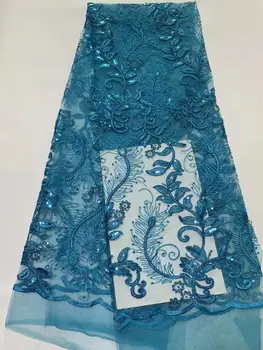

Nigerian Lace Fabrics For Wedding 2019, African French Lace Fabric High Quality 3D Lace, Velvet Lace With Sequins