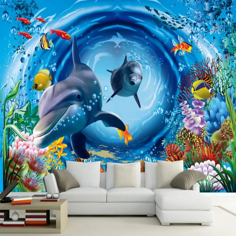 

Custom photo wallpaper 3D underwater world cartoon children room background wall mural living room wallpaper custom mural