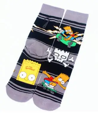 Носки в европейском стиле с героями мультфильмов; модные персонализированные забавные счастливые мужские носки; удобные впитывающие пот носки из хлопка - Цвет: 1