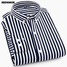Seenimoe Hommes Printemps Automne Casual Chemises S-4XL Fiber De Polyester Chemise Ray&eacute;e Hommes Oxford Complet Manches Smart Casual Chemises 2018(China)
