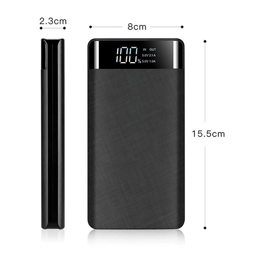 20000mAh банк силы Быстрая зарядка двойной USB Внешний аккумулятор со светодиодным