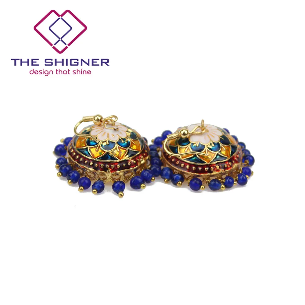 THE SHIGNER индийские традиционные Meenakari эмаль золотой тон Jhumka Jhumki серьги Болливуд стиль ювелирные изделия Висячие Серьги