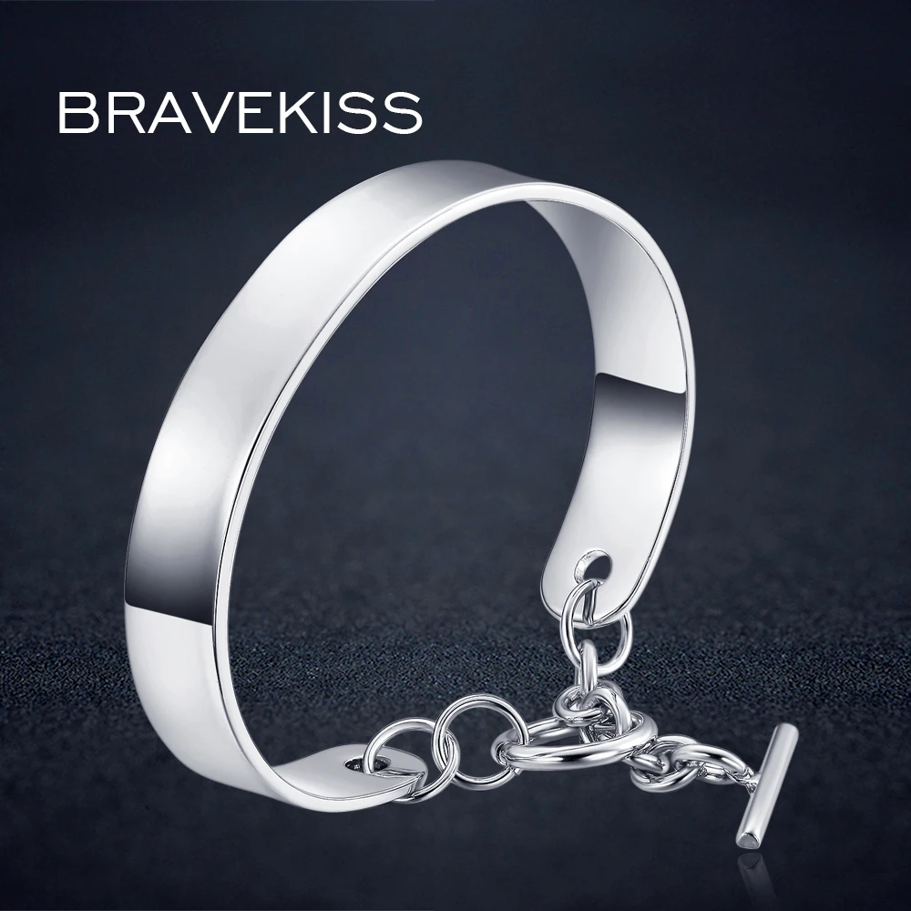 BRAVEKISS Медный Браслет-манжета для женщин Регулируемый браслет с цепочками pulseira