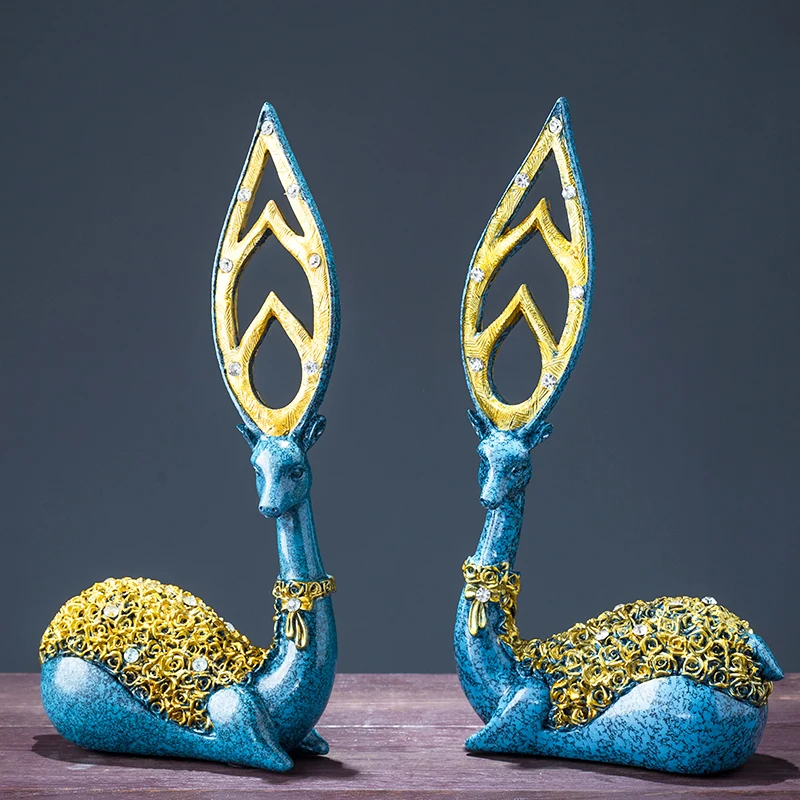 

Nordic silver resin couple deers home decorations furnishings living room wine cabinet crafts animal figurines