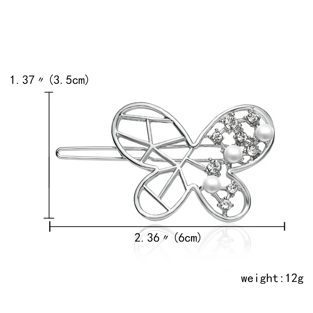 Серебряные стразы, заколка для волос для женщин, Бабочка, бант, корона, лист, дизайн, заколки для волос, заколка для волос, аксессуары для волос