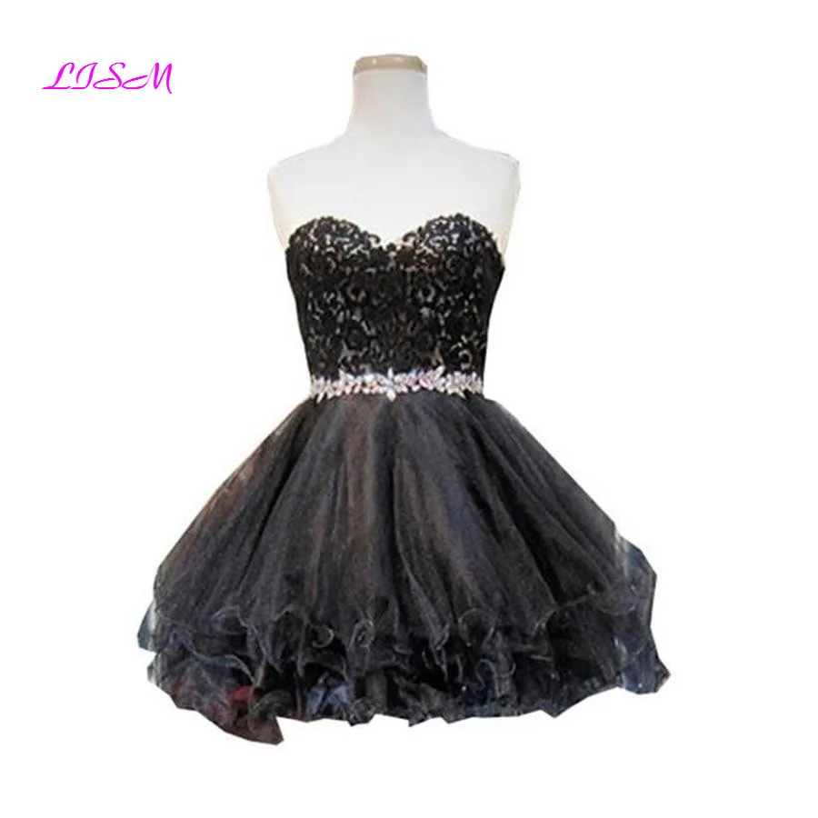 Black Organza Mini Homecoming Dresses Sweetheart Appliques Beaded Short Cocktail Gowns Ball Gown Graduation Dress Sweet 16 Black Organza Mini Homecoming Dresses Sweetheart Appliques Beaded Short Cocktail Gowns Ball Gown Graduation Dress Sweet 16