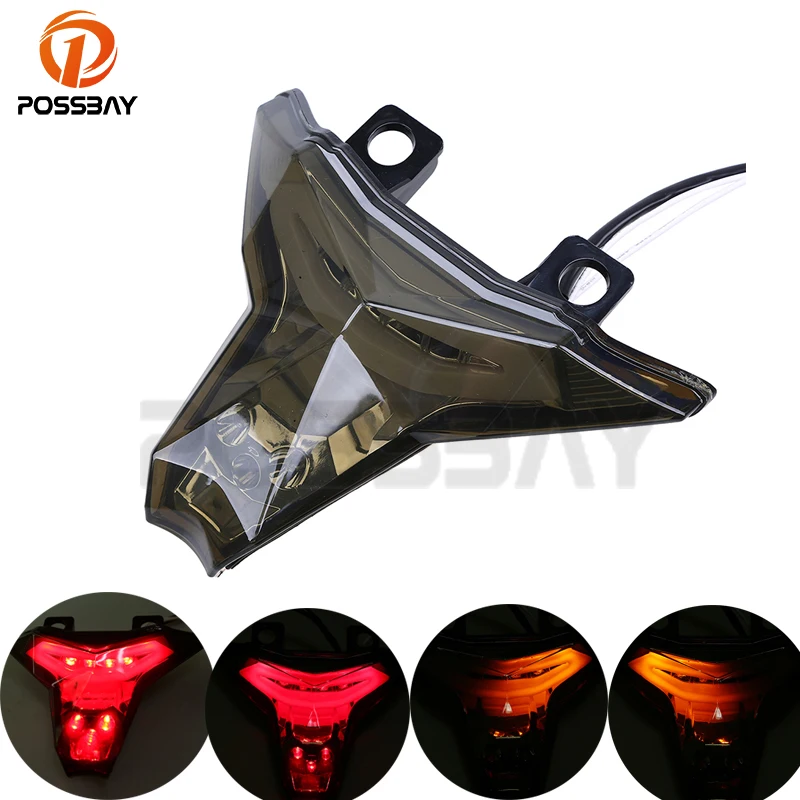 POSSBAY Motorcycle LED Flashing Rear Tail Brake Stop Light Lamp for