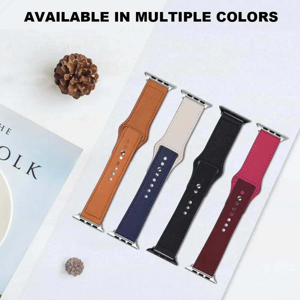 Кожаный ремешок для pulseira apple watch band 42 мм 38 40 44 спортивный высококачественный