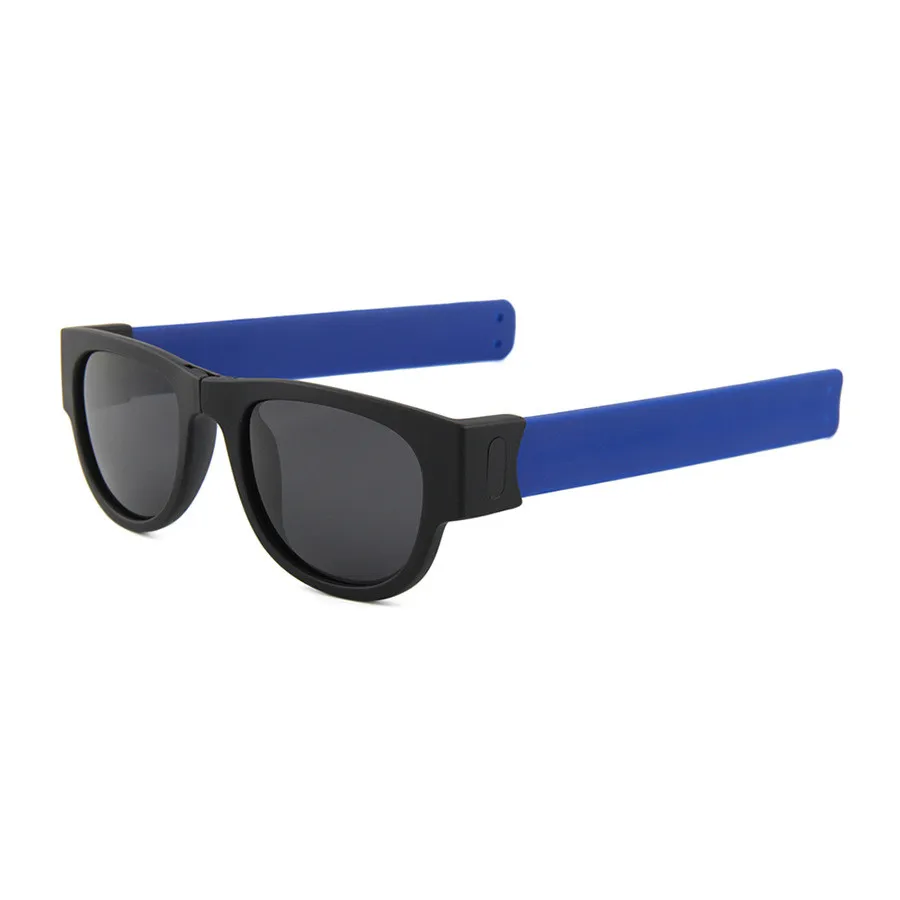 Мини складные солнцезащитные очки Для женщин Для мужчин прохладный Мода Спорт на открытом воздухе солнцезащитные очки UV400 черный браслет Oculos UV400 - Цвет линз: Синий