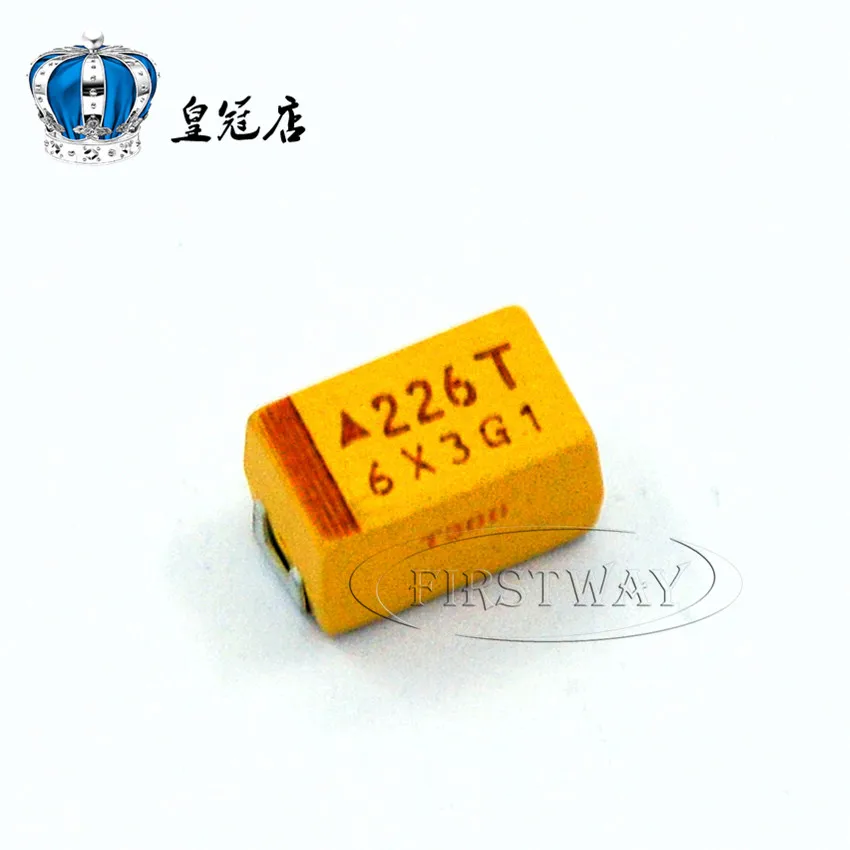 100 шт./лот SMD Танталовый конденсатор 226T 22 мкФ 50V E 7343H 2917 желтые полярные Танталовые