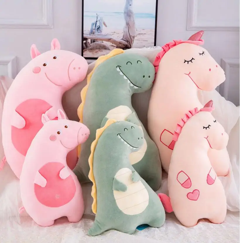

Hot New 2019 Creative Cartoon Cute Unicorn Pig Dinosaur Plush Toys Stuffed Animal Doll Toy Soft Plush Pillow Children Kids Gift