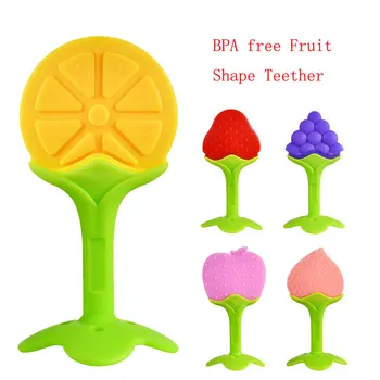 

5 pieces a lot Baby Silicone Training Toothbrush BPA Free fruit Shape Safe Toddle Teether Chew Toys Teething Ring Chewing