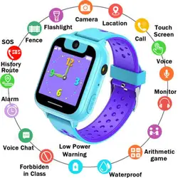 Детские спортивные IP67 водонепроницаемые Смарт-часы с gps GSM локатор сенсорный трекер с дисплеем SOS дети для IOS и Android