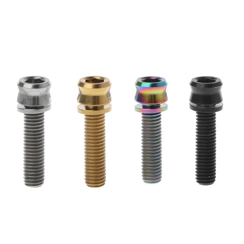

Bicycle Screw Stem Bolt With Spacer Titanium M5x19mm Steering Handlebar MTB Road Bike Parts Accessories Repair Replacement W20