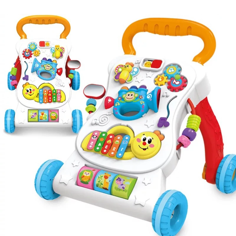 Детские четыре колеса баланс первые шаги автомобиль ранняя образовательная музыка регулируемая детская ходунка дети игрушка-тележка для