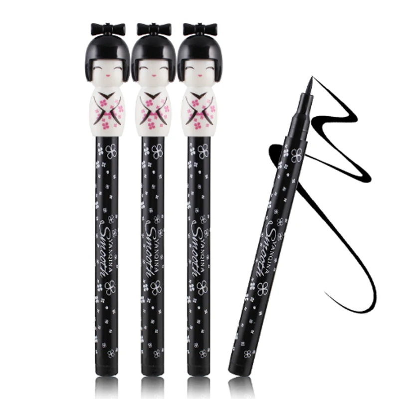 Yanqina 12pcs Eyeliner Fashion Women's Black Waterproof Cute Doll Eyeliner Liquid Pen Makeup Cartoon Eye Liner Pencil Cosmetic Yanqina 12pcs Eyeliner Fashion Women's Black Waterproof Cute Doll Eyeliner Liquid Pen Makeup Cartoon Eye Liner Pencil Cosmetic