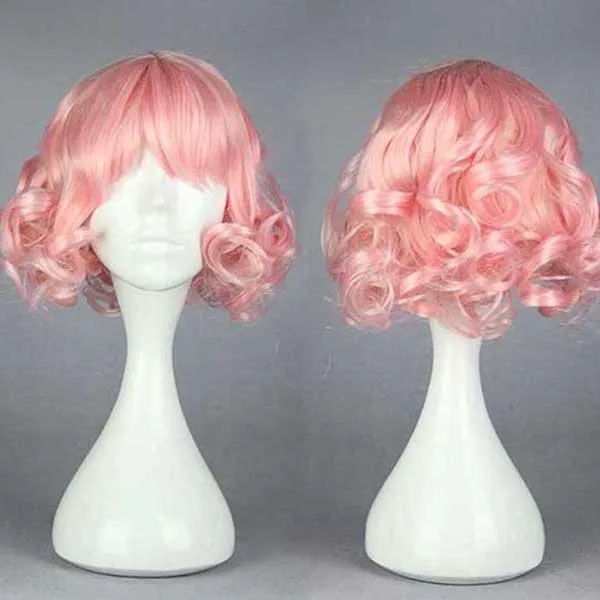 Mcoser Harajuku Super Cute 30cm Short Curly Pink Bob Haircut